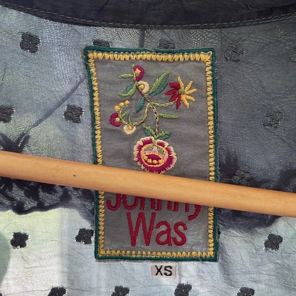 Johnny Was Cardigan Jacket Open Front Lace Gray Size XS Eyelet - Picture 6 of 8